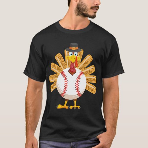 Baseball Turkey Thanksgiving Shirt for Boys Toddle