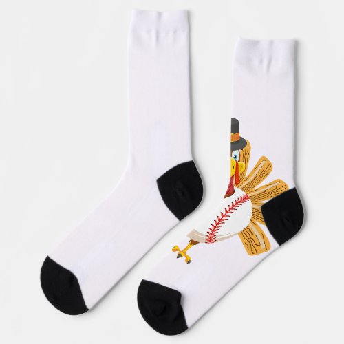 Baseball Turkey Thanksgiving Shirt for Boys Toddle Socks