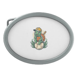 Baseball Turtle Vintage Engraving Graphic Design_1 Belt Buckle