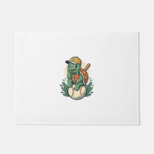 Baseball Turtle Vintage Engraving Graphic Design_1 Doormat