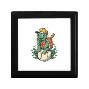 Baseball Turtle Vintage Engraving Graphic Design_1 Gift Box