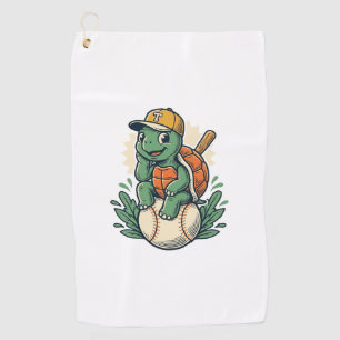 Baseball Turtle Vintage Engraving Graphic Design_1 Golf Towel