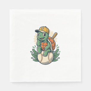 Baseball Turtle Vintage Engraving Graphic Design_1 Napkins