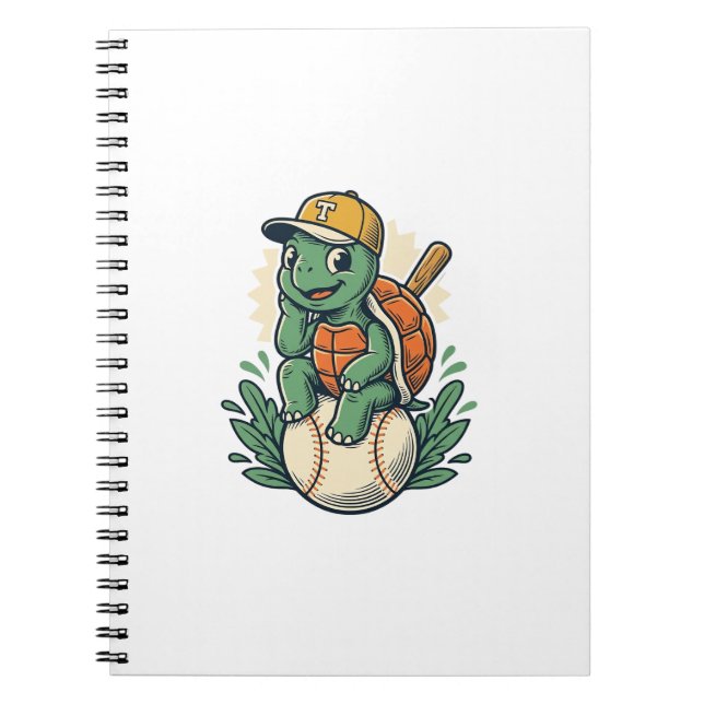 Baseball Turtle Vintage Engraving Graphic Design_1 Notebook (Front)