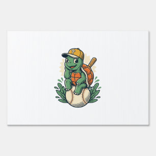 Baseball Turtle Vintage Engraving Graphic Design_1 Sign
