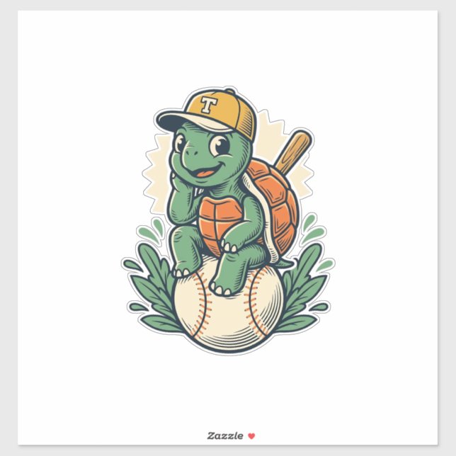 Baseball Turtle Vintage Engraving Graphic Design_1 Sticker (Sheet)