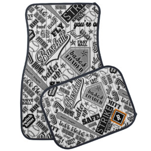 Baseball Typography Black White Stripes ID770 Car Floor Mat