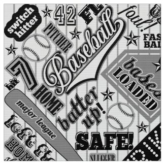 Baseball Typography Black White Stripes ID770 Fabric