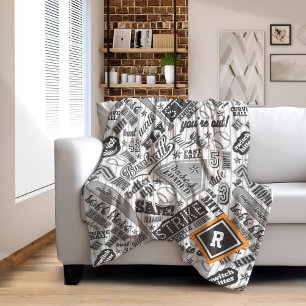 Baseball Typography Black White Stripes ID770 Fleece Blanket