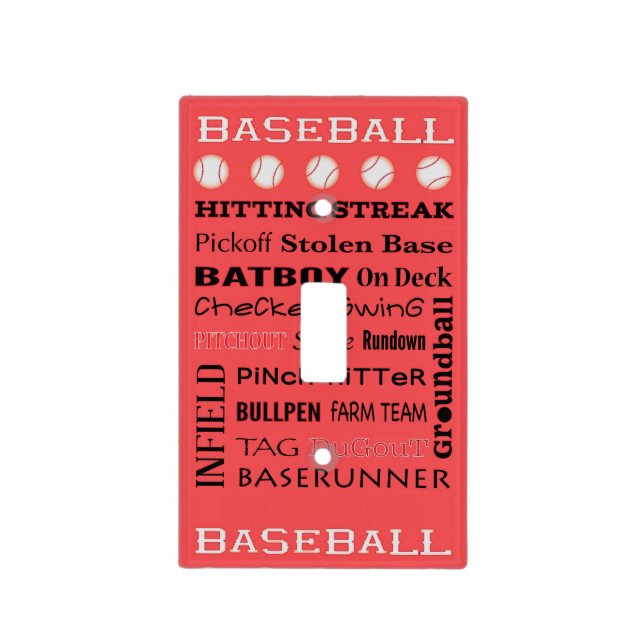 BASEBALL typography   Light Switch Cover (Front)