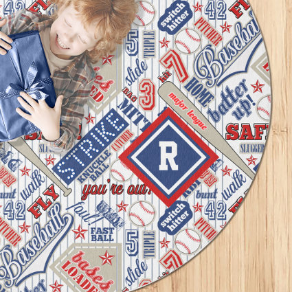 Baseball Typography Red White Blue Stripes ID770
