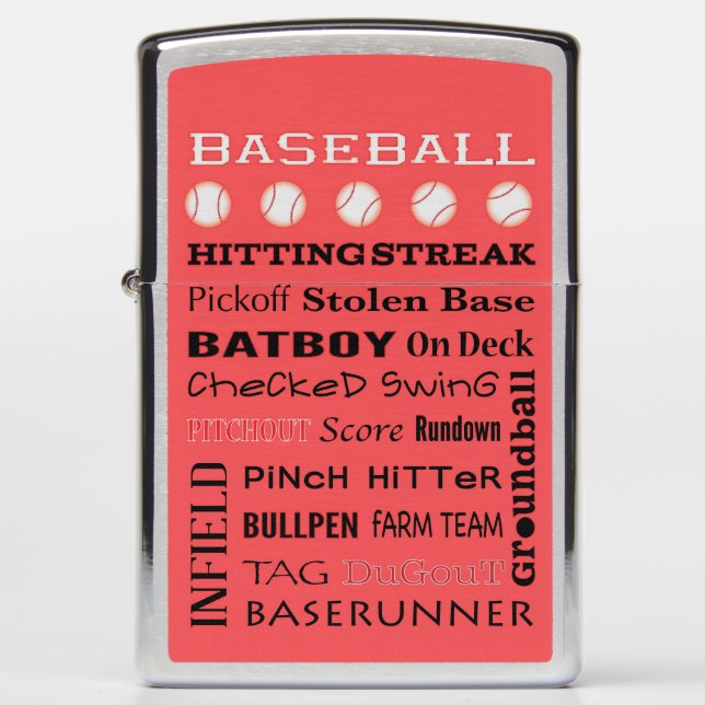 BASEBALL typography   Zippo Lighter (Front)