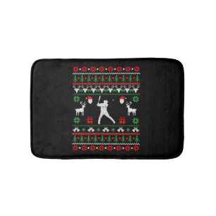 Baseball Ugly Christmas Sweater Bath Mat