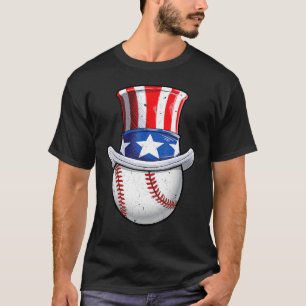 Baseball Uncle Sam 4th of July Boys American Flag T-Shirt