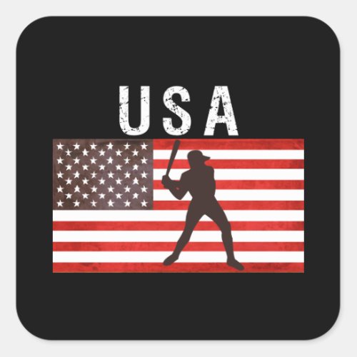 Baseball USA Flag 2021tokyo 2020 Square Sticker