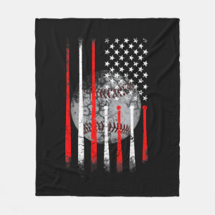 Baseball USA Flag American Flag Vintage Fleece Blanket