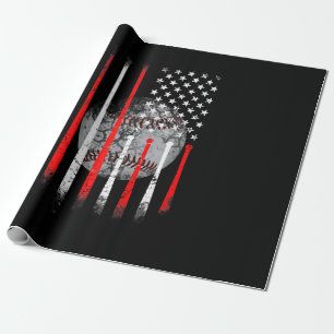 Baseball USA Flag American Flag Vintage Wrapping Paper