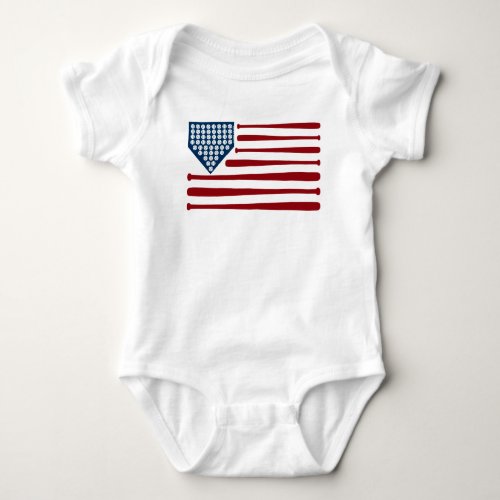 Baseball USA Flag Bats  Balls _ GraphicLoveShop Baby Bodysuit