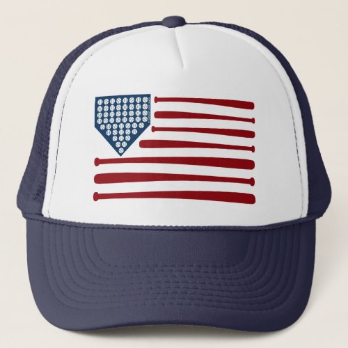 Baseball USA Flag Bats  Balls _ GraphicLoveShop Trucker Hat