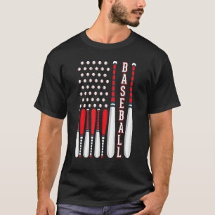 Baseball USA Flag Patriotic American Baseball 4th  T-Shirt