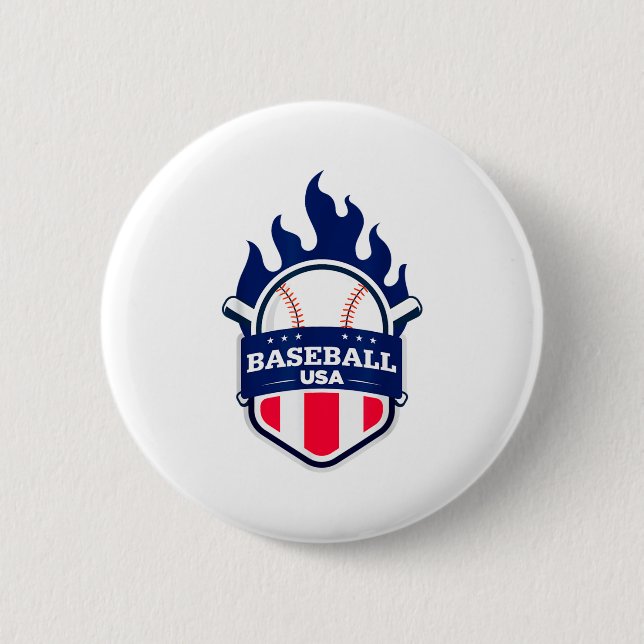 Baseball Usa Support The Team Usa Flag Playoff T S Button (Front)