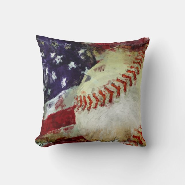 Baseball USA Throw Pillow (Front)