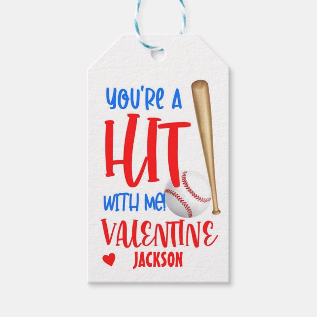 Baseball Valentine Card, Baseball Favor Tag (Front)