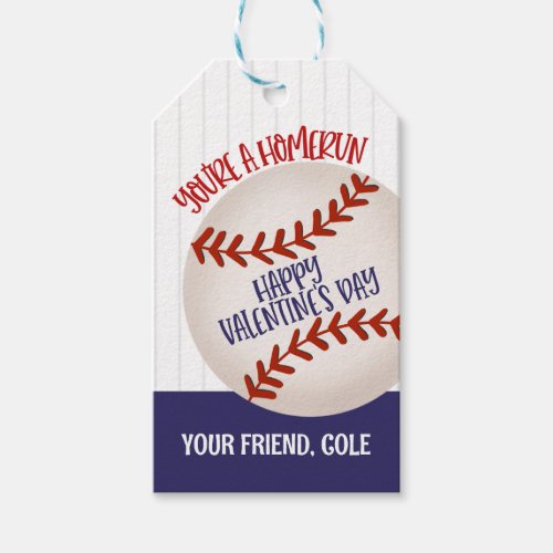 Baseball Valentine Card Favor Tag