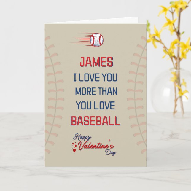 BASEBALL Valentines Day Card for Him, Card For Him (Yellow Flower)