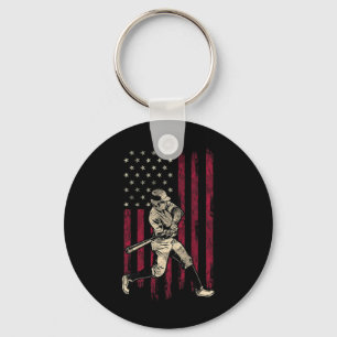 Baseball Vintage American Flag 4th Of July Tee Gif Keychain