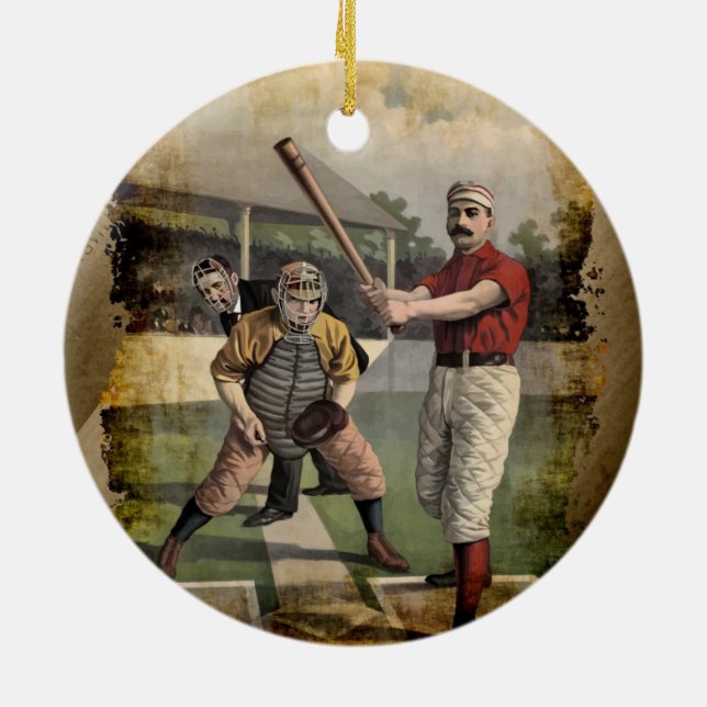 Baseball:Vintage Ceramic Ornament (Back)