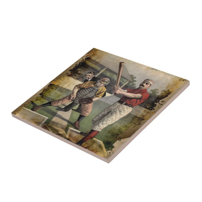 Baseball:Vintage Ceramic Tile (Side)