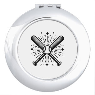 baseball vintage compact mirror