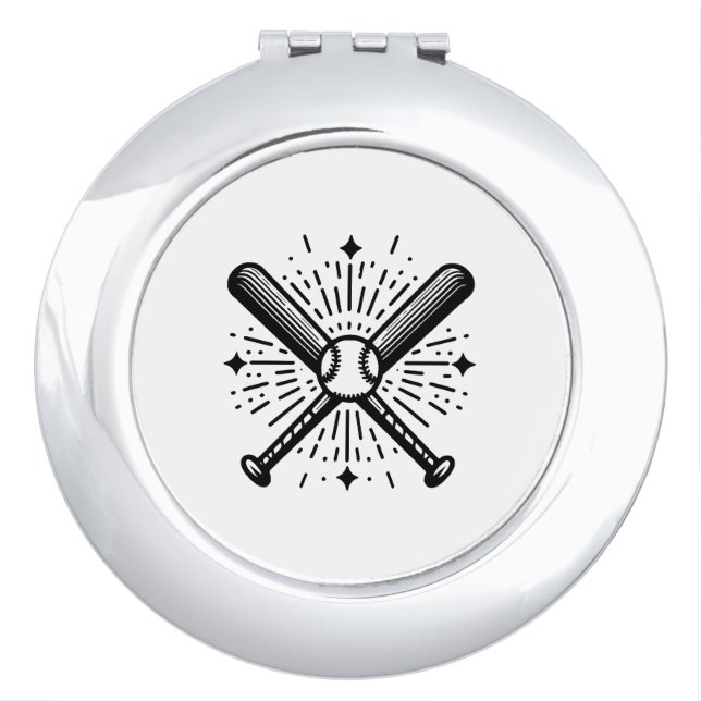 baseball vintage compact mirror (Front)