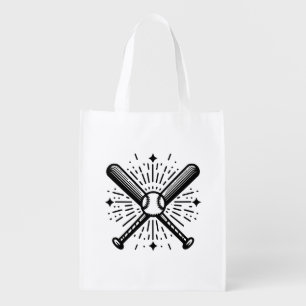 baseball vintage grocery bag