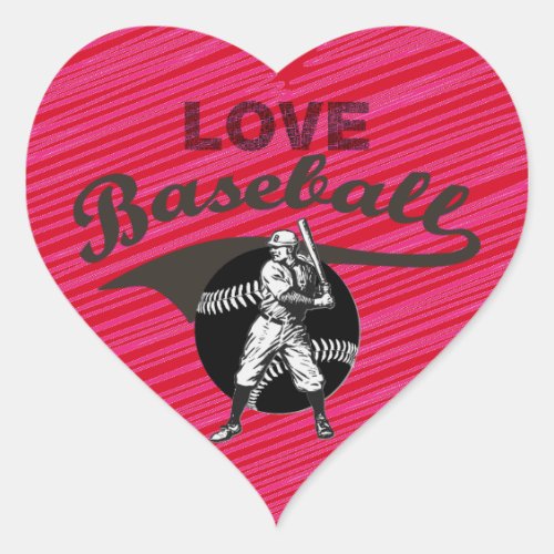 BaseballVintage Heart Sticker