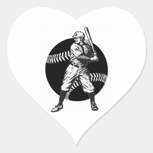 BaseballVintage Heart Sticker