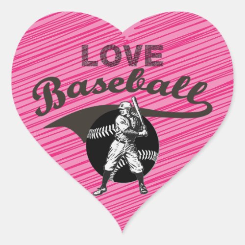 BaseballVintage Heart Sticker