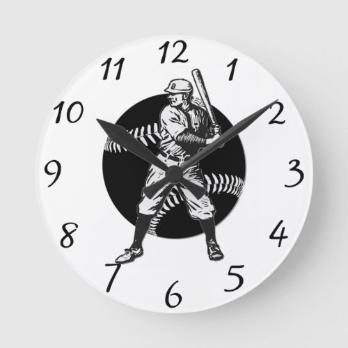 BaseballVintage Round Clock