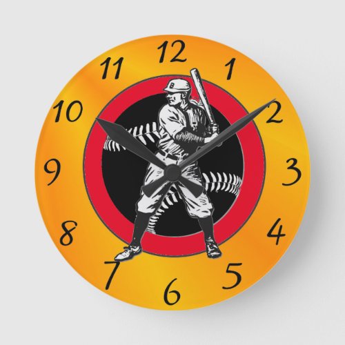 BaseballVintage Round Clock