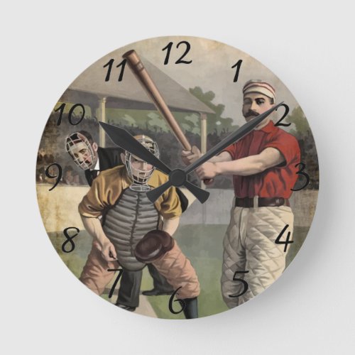 BaseballVintage Round Clock