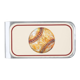 Baseball Vintage Silver Finish Money Clip