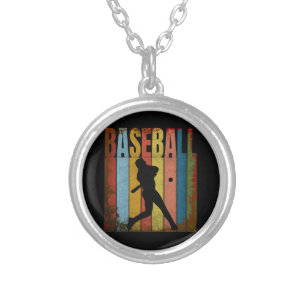 BASEBALL VINTAGE SILVER PLATED NECKLACE
