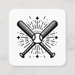 baseball vintage square business card