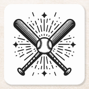baseball vintage square paper coaster