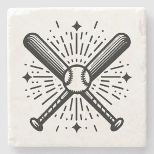 baseball vintage stone coaster