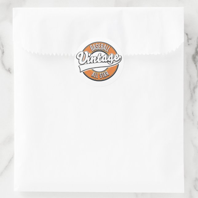 Baseball vintage style logo. classic round sticker (Bag)
