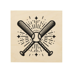 baseball vintage wood wall art