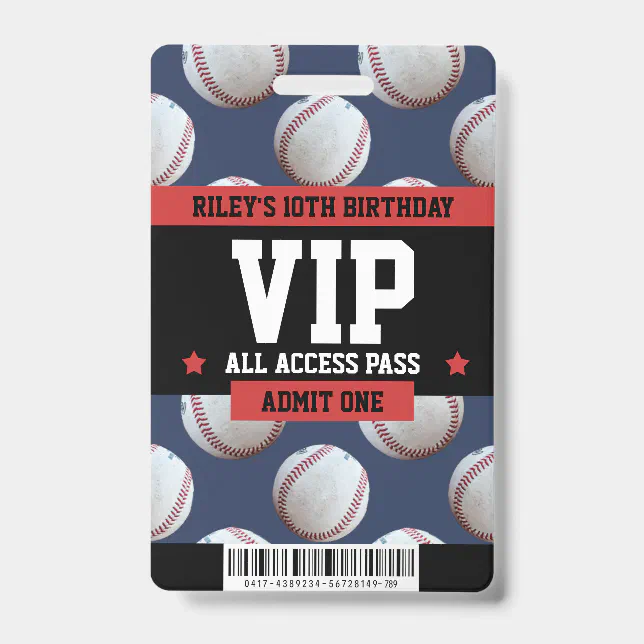 Baseball VIP Birthday Party Guest Pass Badge | Zazzle
