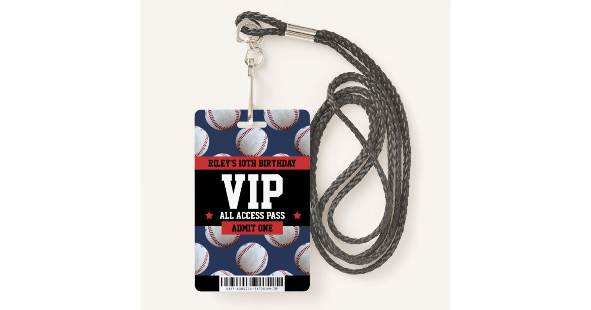 Baseball VIP Birthday Party Guest Pass Badge | Zazzle